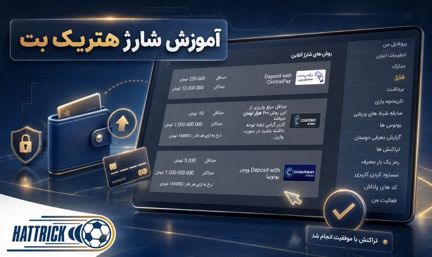 آموزش شارژ هتریک بت